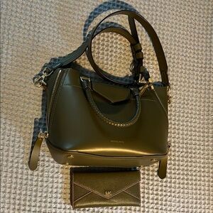 Micheal Kora satchel purse & wallet. Olive green.